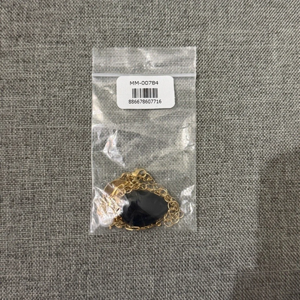 Mayamar 24K Gold Necklace w/ Onyx, Coin & Pearl Pendant | Boho Luxe‎